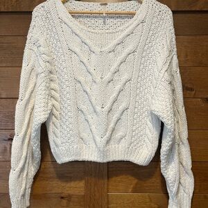 Free People Cream Cable Knit Sweater size XS